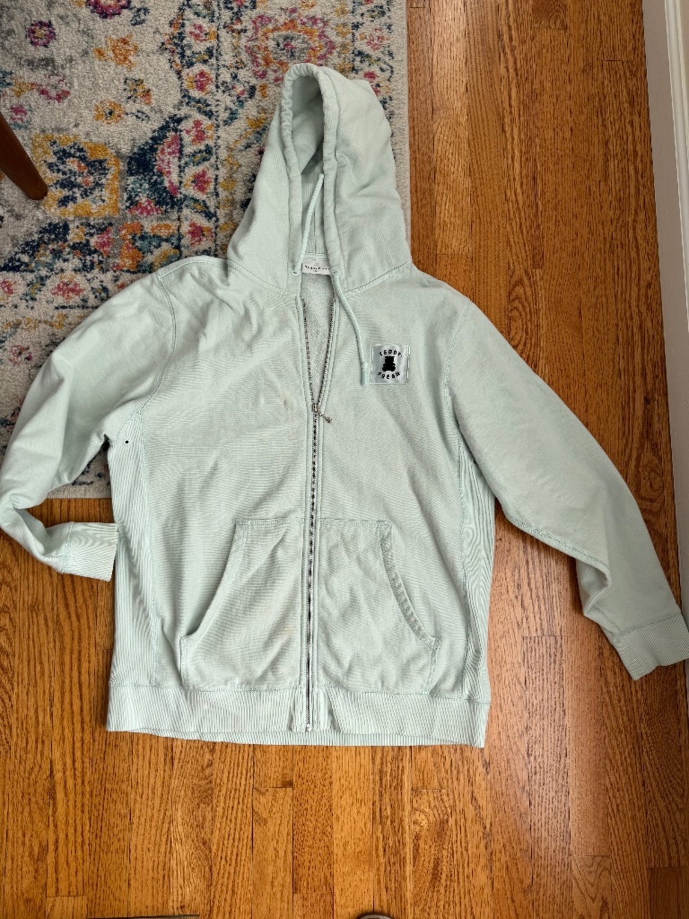 Women's Teddy Fresh Bear Ear Zip Up Hoodie Mint Green Size XL